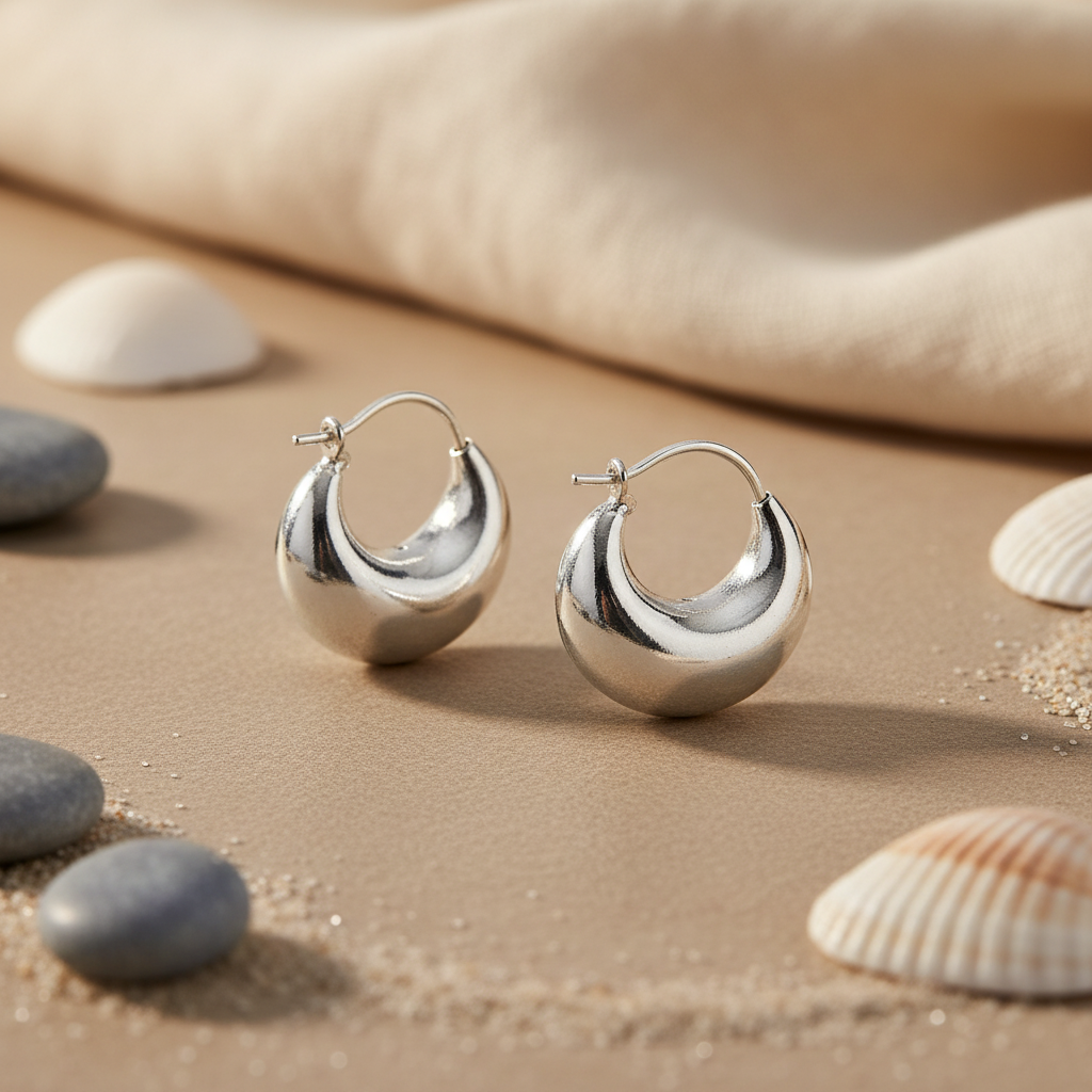 925 Silver Chunky Hoop Earrings for Women | Daily Wear