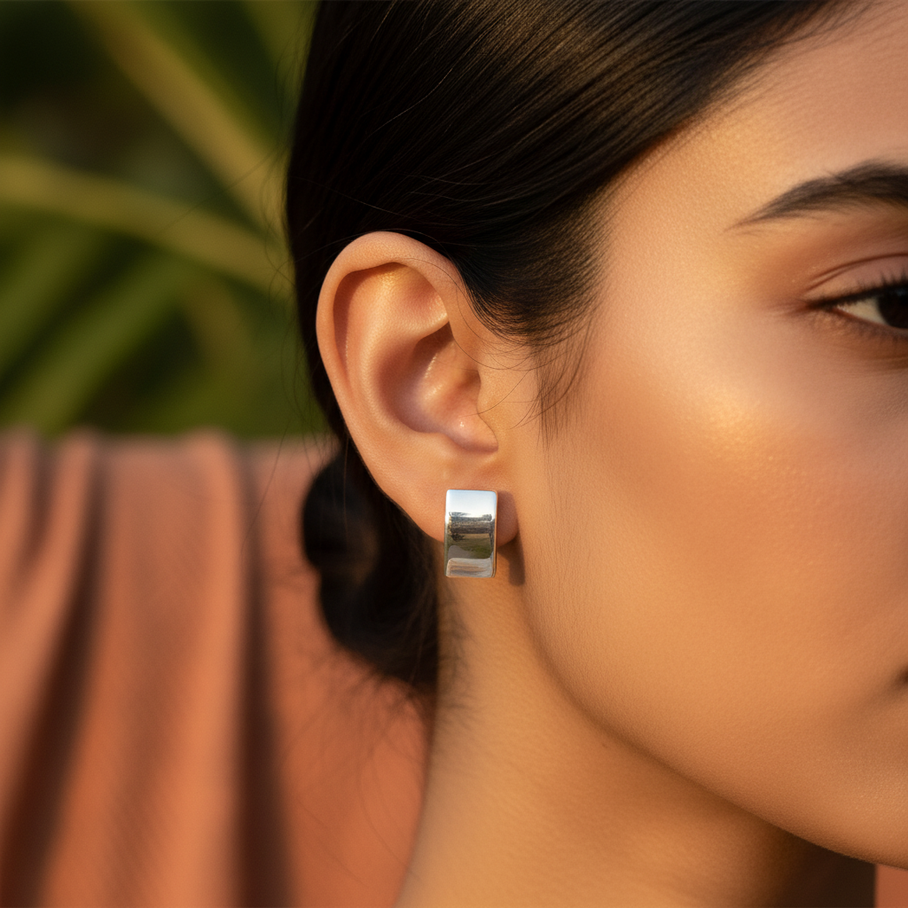 Silver Face Stud Earrings | Unique Jewelry for Women