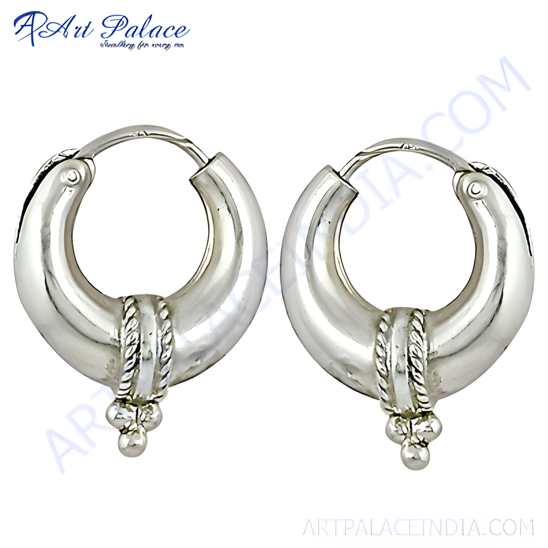 925 sterling silver hoop earrings with unique design, for women, elegant and stylish jewelry