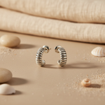 将图像加载到图库查看器中， Silver Hoop Earrings for Women | Twisted Design | Daily Wear
