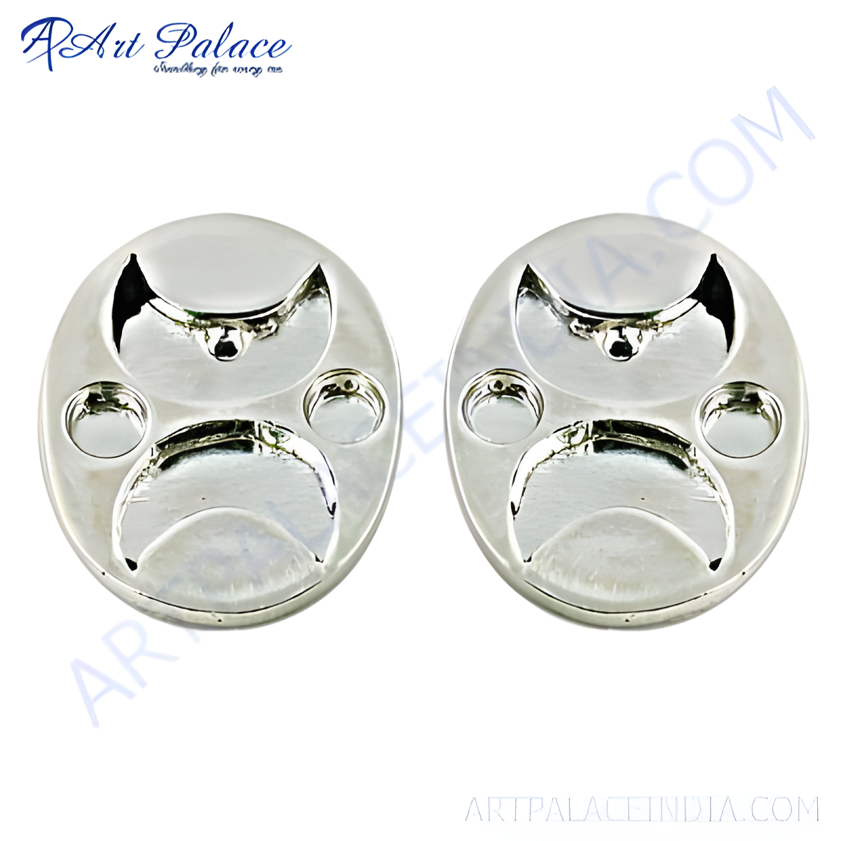 Silver toned metal oval decorative dish with carved design, perfect for home decor display