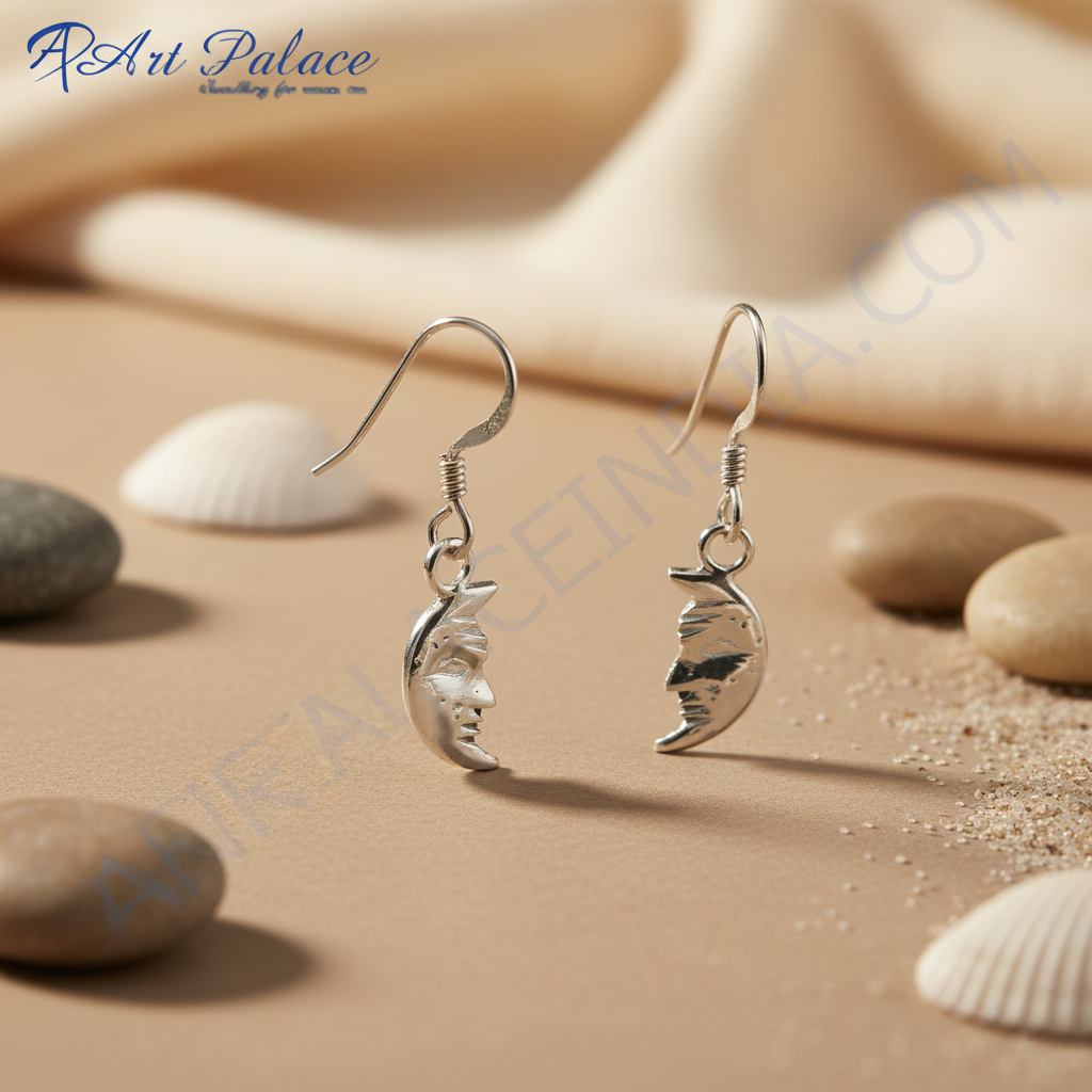 Sterling Silver Crescent Moon Earrings for Women | Celestial Jewelry