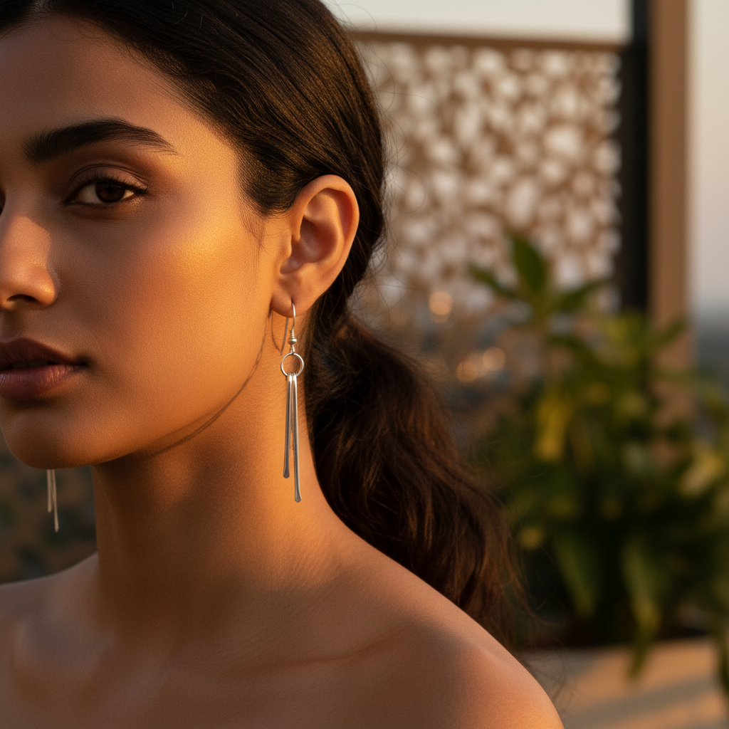 Silver Dangle Earrings for Women | Chic Minimalist Jewelry