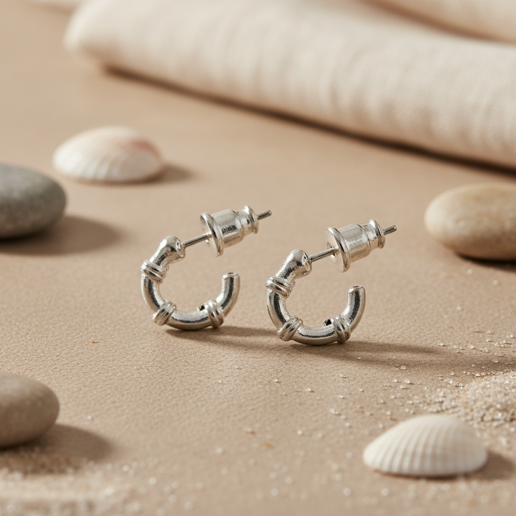 Silver Hoop Earrings for Women | Knot Design | Daily Wear