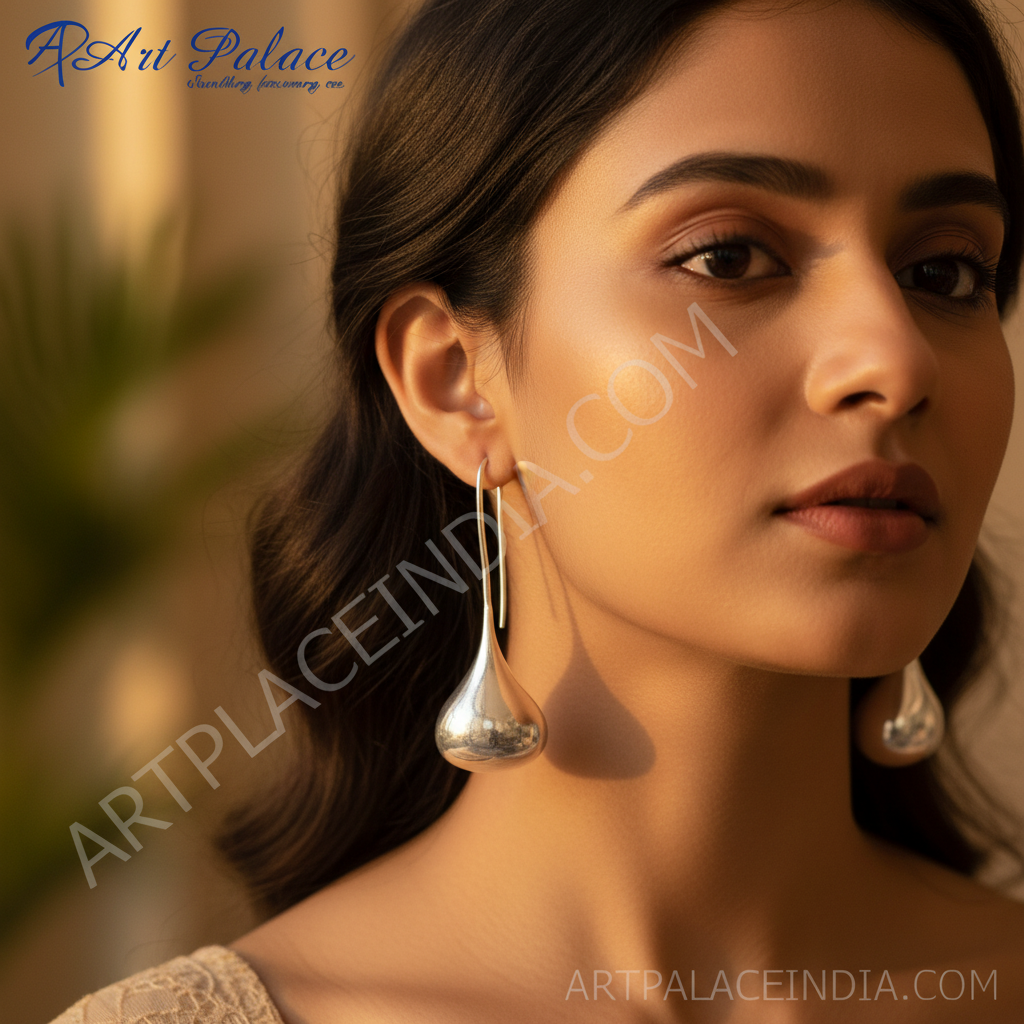 Silver teardrop dangle earrings | minimalist silver earrings for women