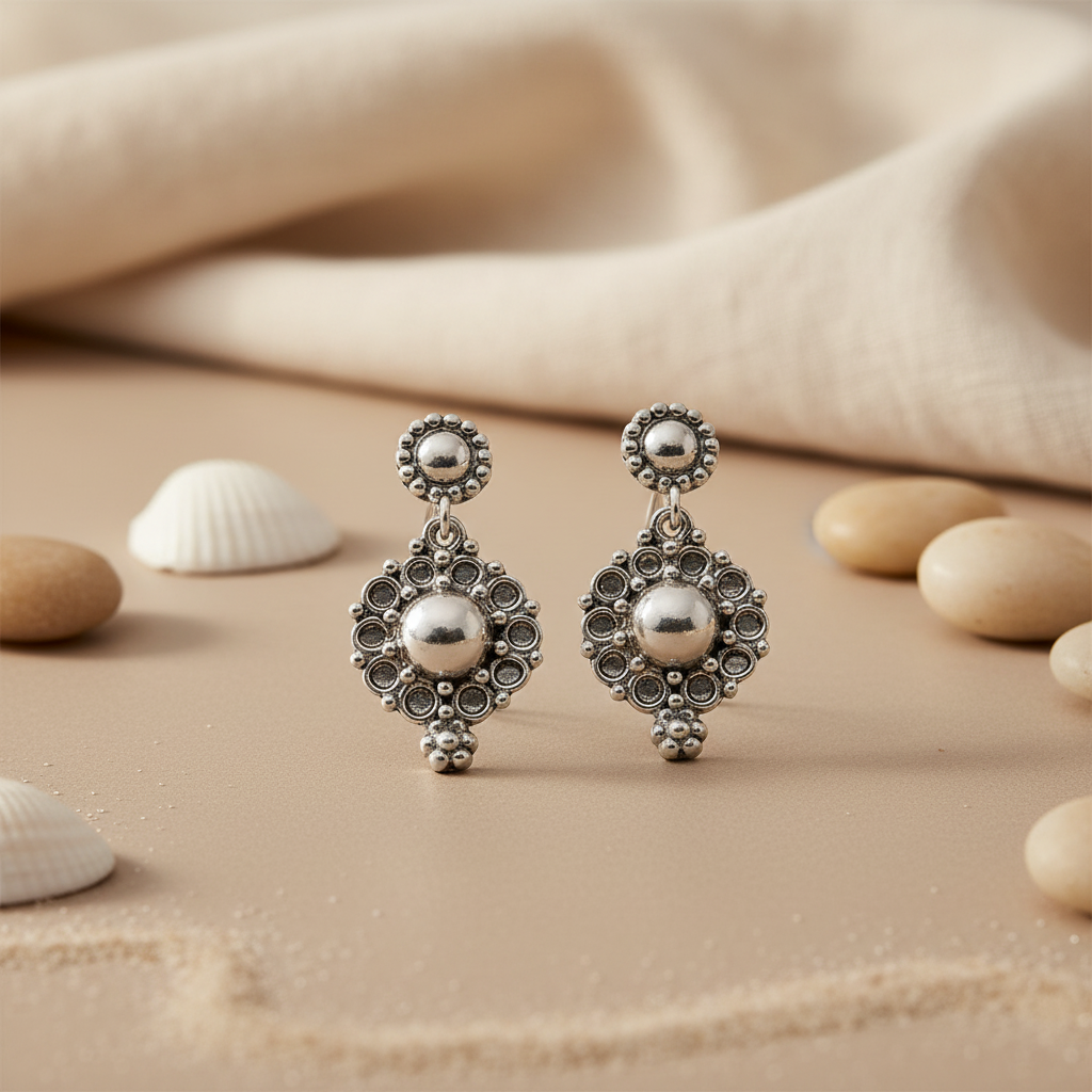 Silver Dangle Earrings | Filigree Design for Women | Gift