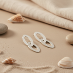 将图像加载到图库查看器中， Silver Oval Link Drop Earrings for Women | Statement Jewelry
