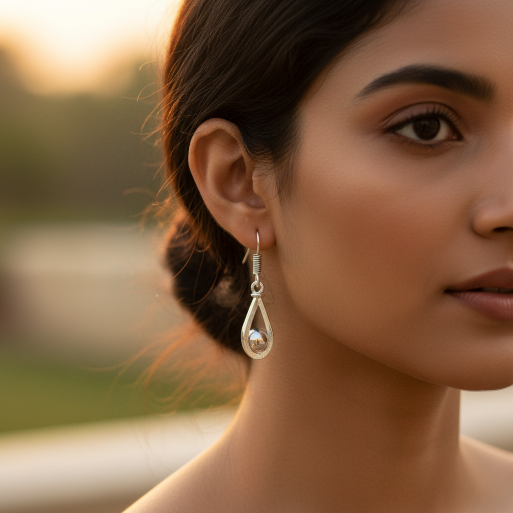 925纯银水滴形耳环，女士款 | 日常佩戴饰品