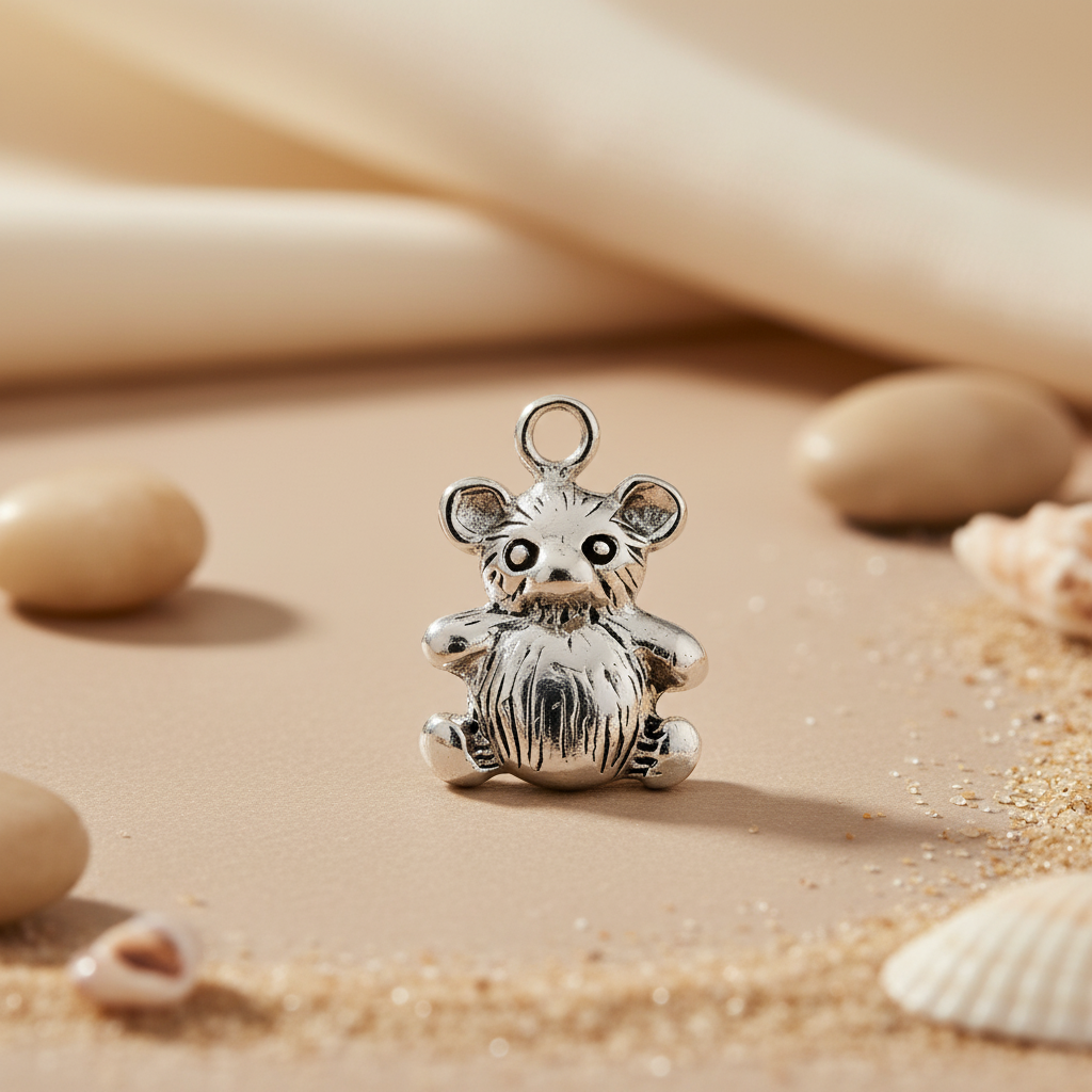 Silver Teddy Bear Charm Pendant for Jewelry Making
