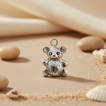 Load image into Gallery viewer, Silver Teddy Bear Charm Pendant for Jewelry Making
