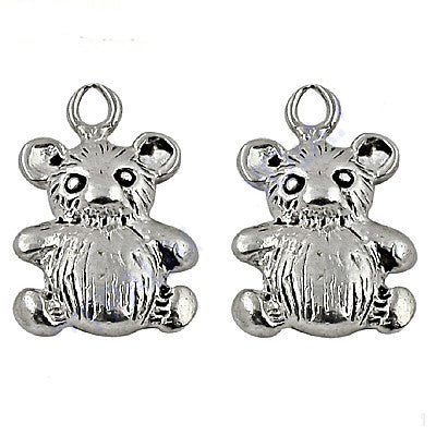 Silver teddy bear charm pendant for jewelry making