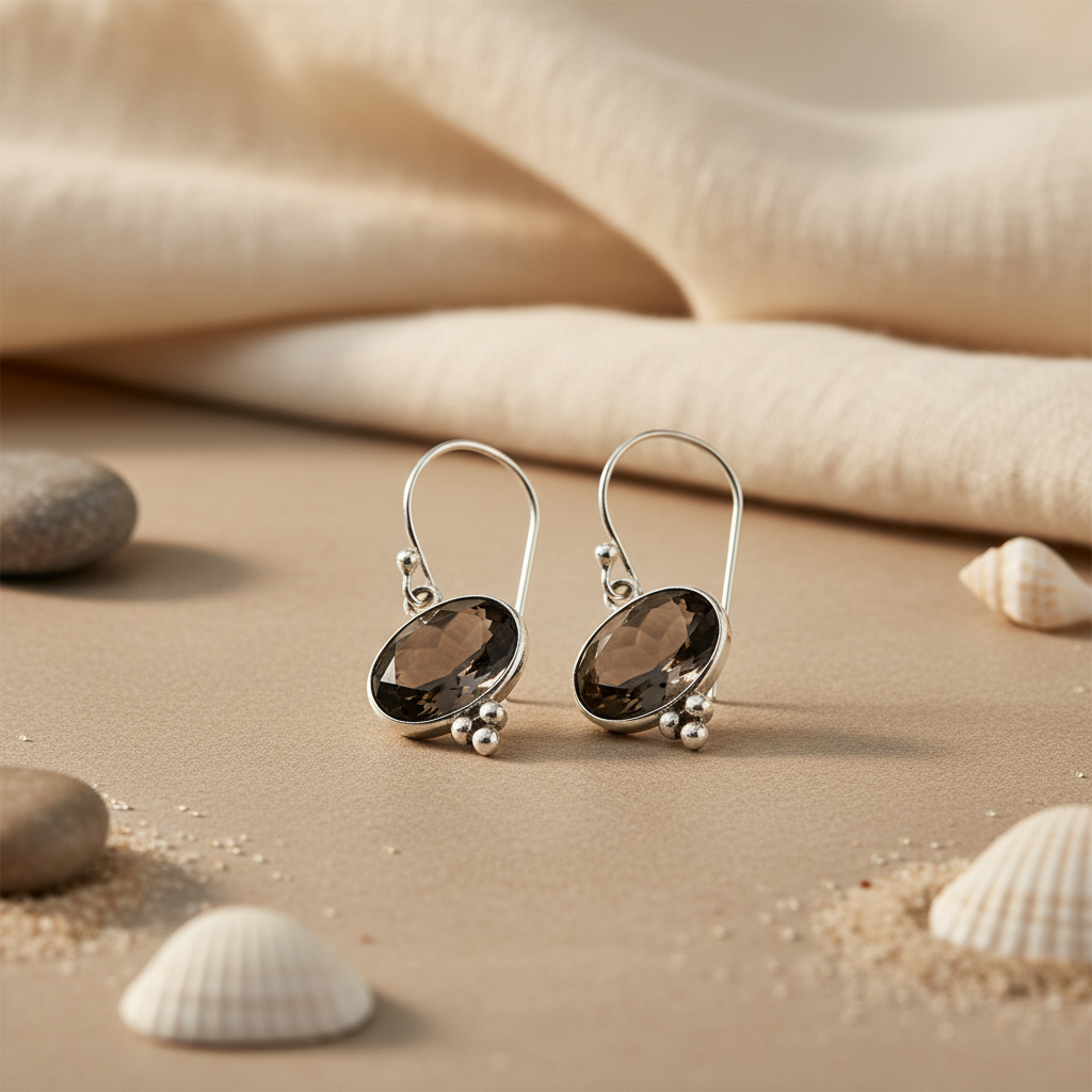 925 Silver Smoky Quartz Earrings for Women | Dangle Earrings