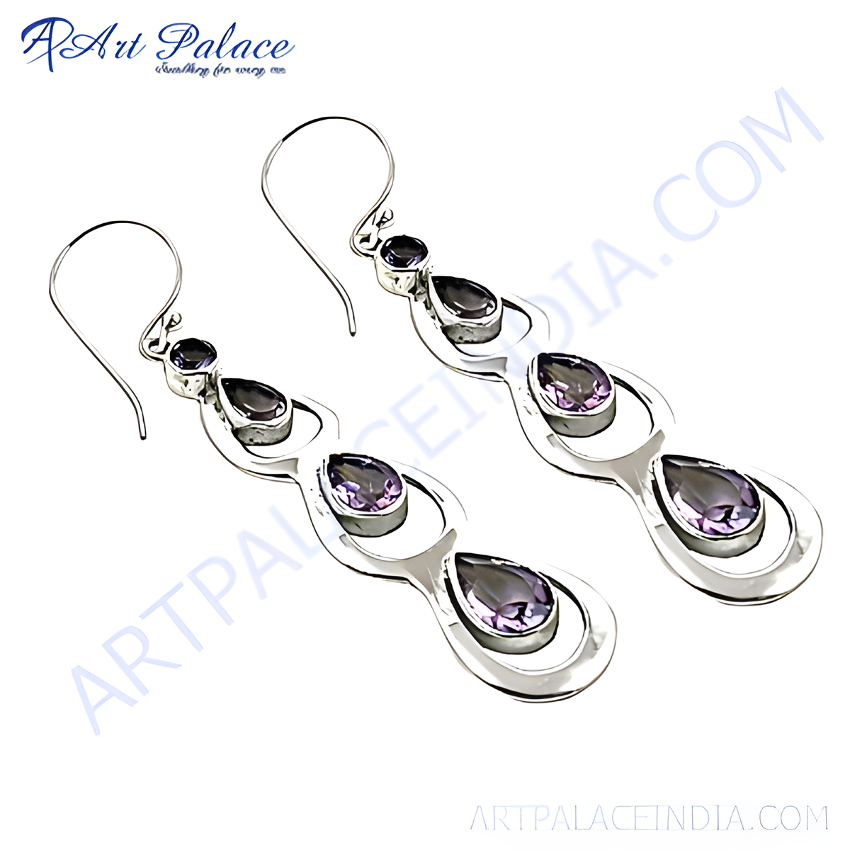 925 sterling silver drop earrings featuring amethyst gemstones, ideal for daily wear or gifting