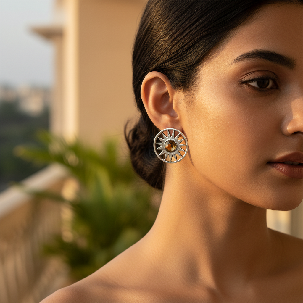 925 sterling silver gemstone earrings for women | daily wear