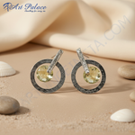 Load image into Gallery viewer, Silver Stud Earrings with Citrine Gemstone | Women&#39;s Jewelry Gift
