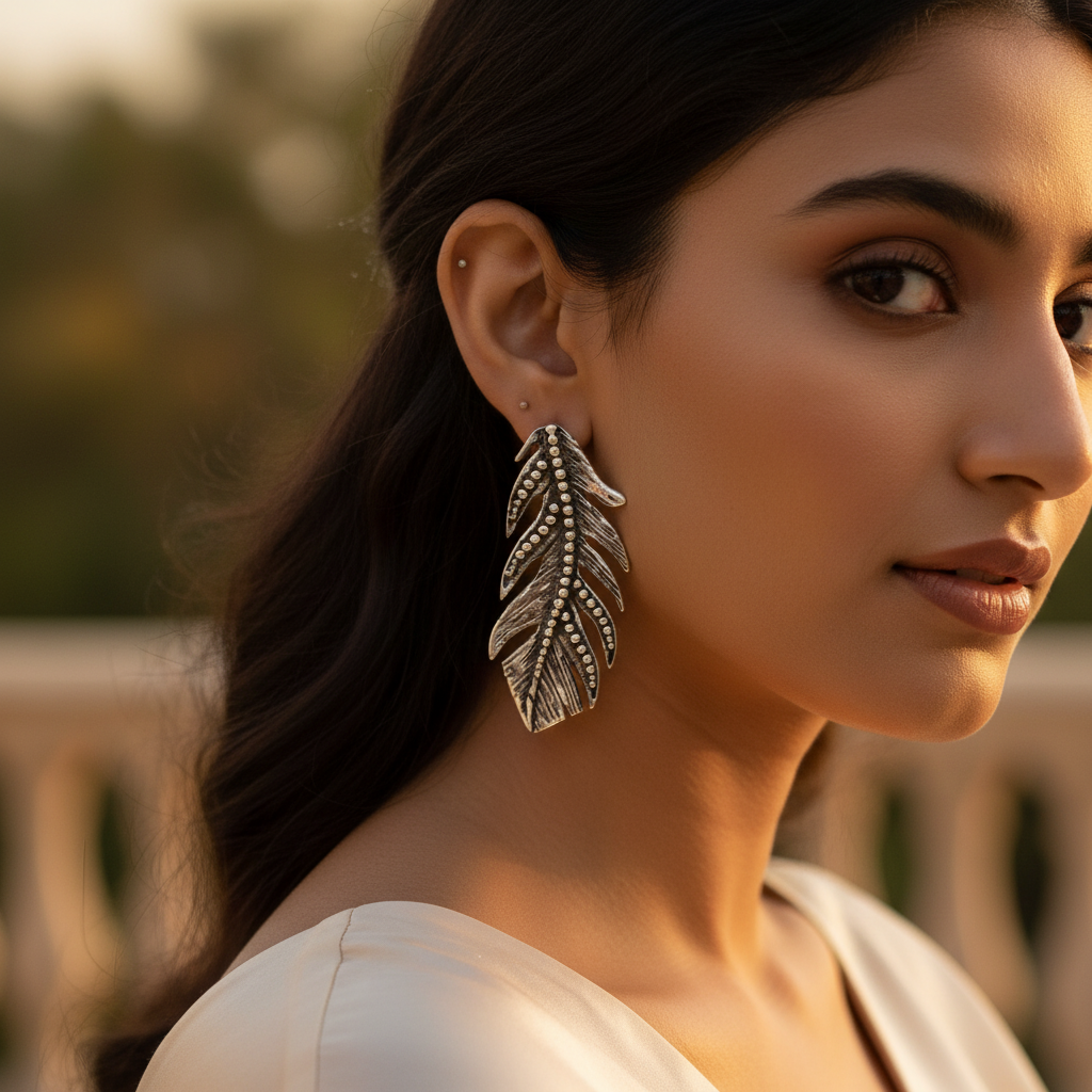 Silver Feather Earrings | Dangle Earrings for Women | Gift