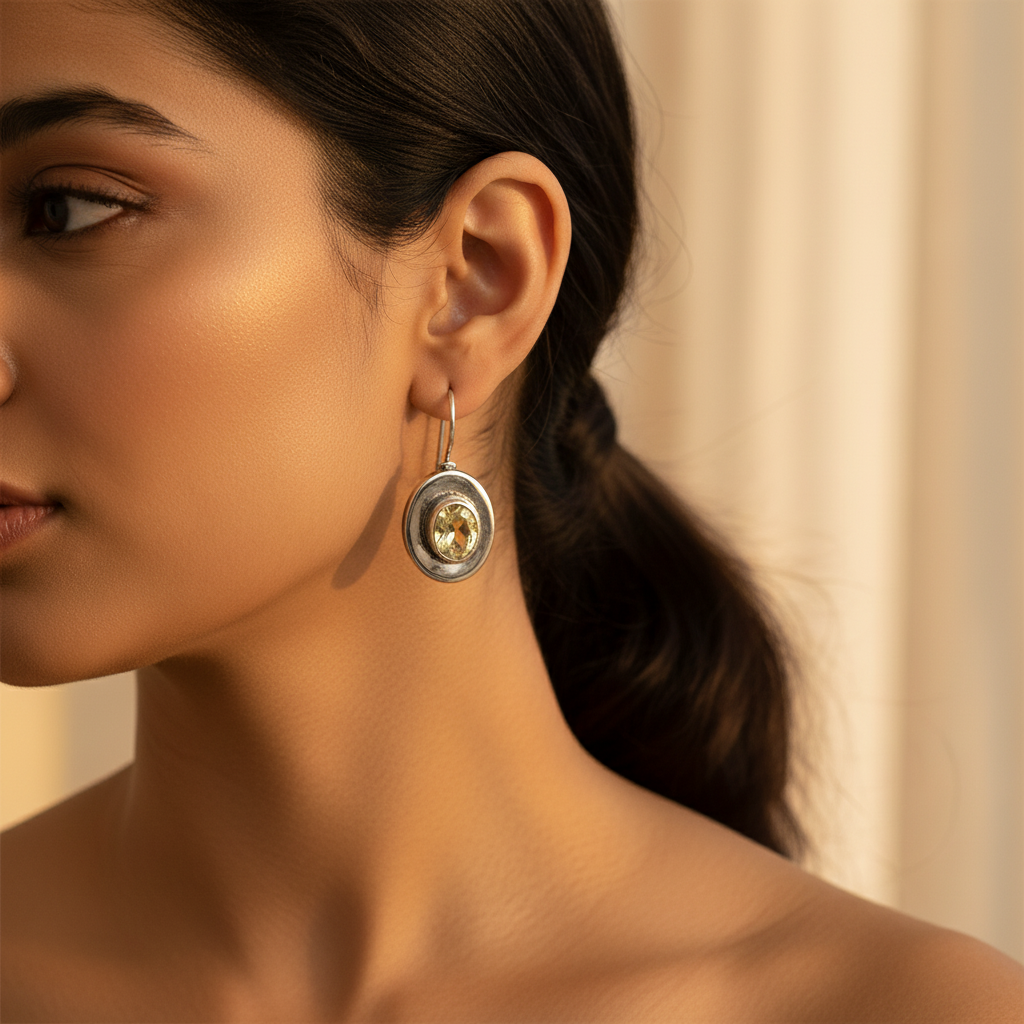 925 Silver Citrine Drop Earrings for Women | Gemstone Jewelry