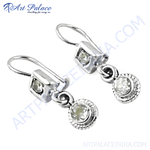 将图像加载到图库查看器中， Sterling silver drop earrings featuring white topaz gemstones, a stylish and elegant design.
