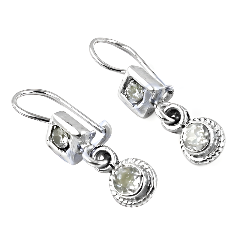 Delicate Cubic Zirconia Gemstone Silver Earrings, 925 Sterling Silver Jewelry Perfect Cz Earrings Cz Silver Earrings