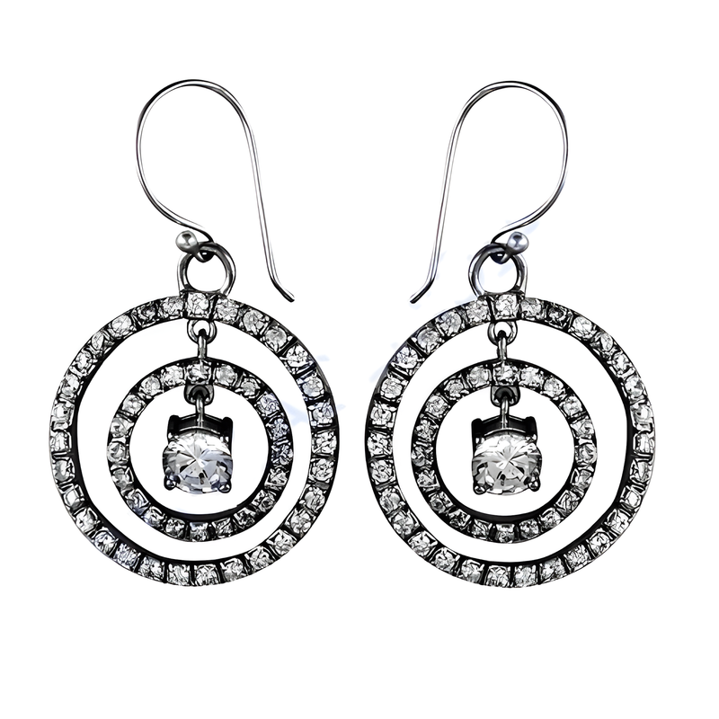 Stunning Spiral Design Cubic Zirconia Gemstone Silver Earrings - Shop Now