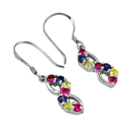 925 silver gemstone drop earrings for women | colorful jewelry