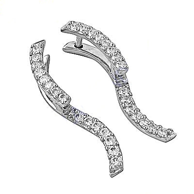 Silver cubic zirconia curved earrings for women | dainty jewelry