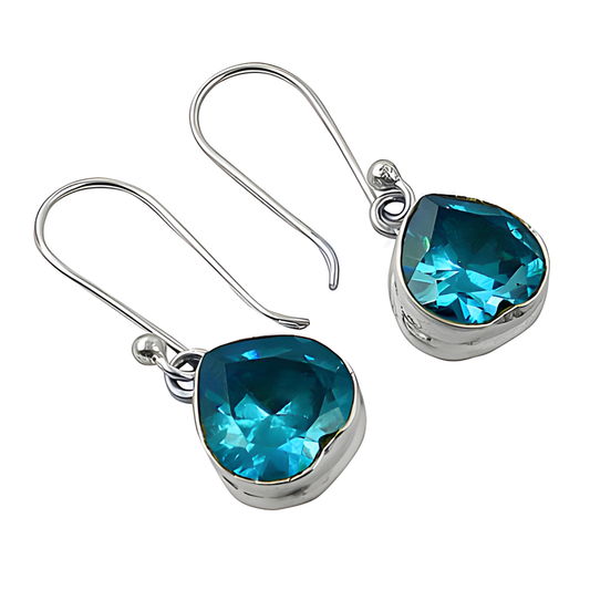 Gorgeous Blue Cubic Zirconia Gemstone Silver Earrings