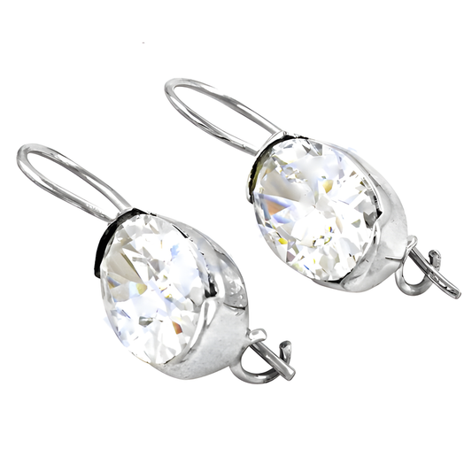 Sparkling Cubic Zirconia Gemstone Silver Earrings