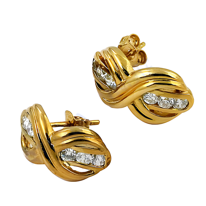 Fashionable Cz Gemstone Gold Plated Silver Earrings