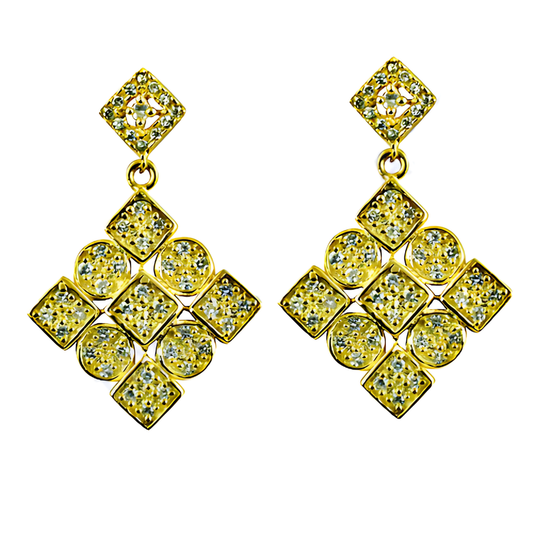 New Arrival Cz Gemstone Gold Plated Silver Earrings