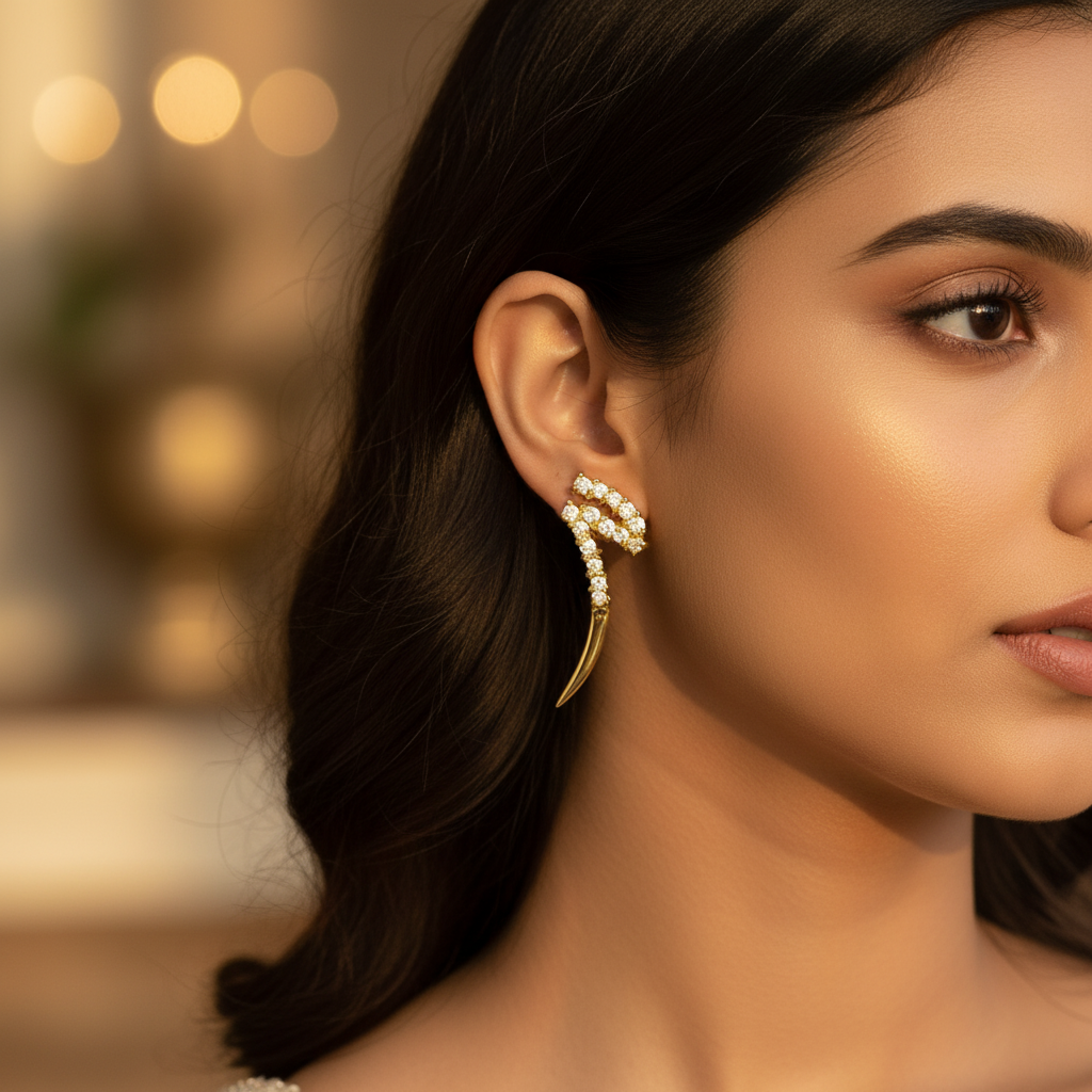 gold plating Zirconia Ear Climber Earrings | Women's Fashion Jewelry