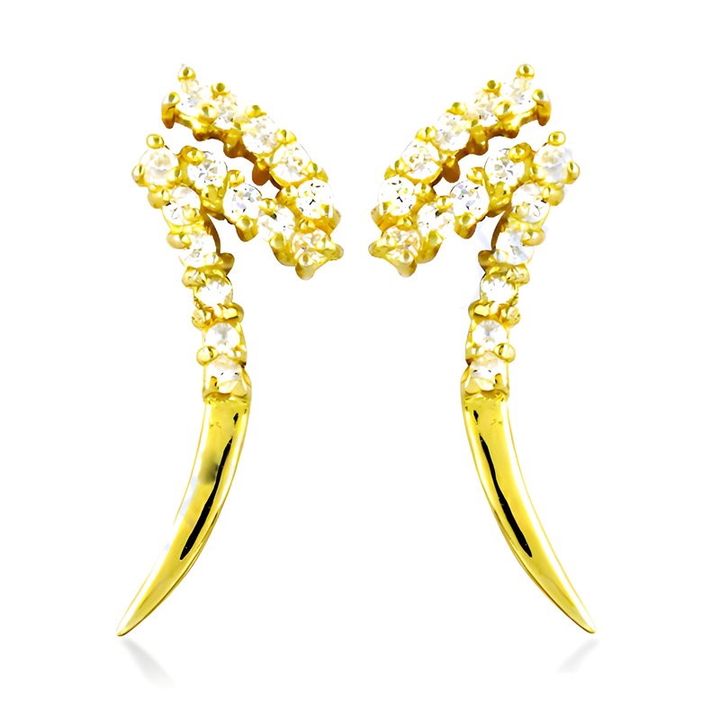 CZ Gemstone Gold Plated Silver Earring Solid CZ Earring Fashionable CZ Earring