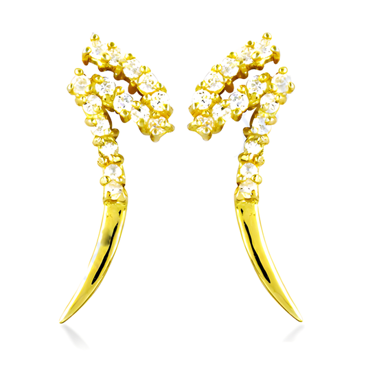 CZ Gemstone Gold Plated Silver Earring Solid CZ Earring Fashionable CZ Earring