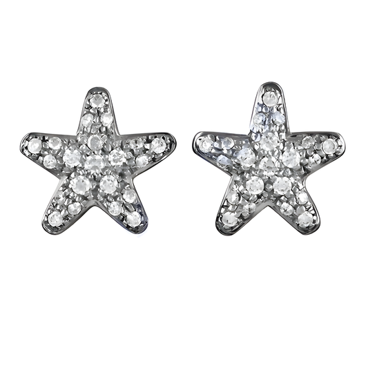 Elegant Star-Shaped CZ Gemstone Gold-Plated Silver Earrings - Stylish Jewelry