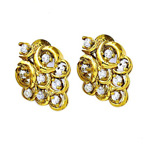 Gold plating diamond stud earrings for women | bridal jewelry gift
