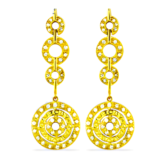 Designer Cz Gemstone Gold Plated Silver Earrings