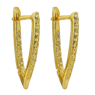 Gold plating v shaped cubic zirconia earrings | for women | gift