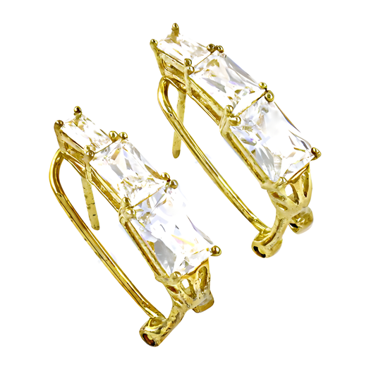 Fashionable Cz Gemstone Gold Plated Silver Earrings