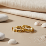 Load image into Gallery viewer, gold plating Citrine Hoop Earrings | Gemstone Jewelry for Women
