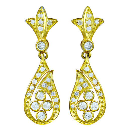 Party Wear Designer Cz Gold Plated Silver Earrings