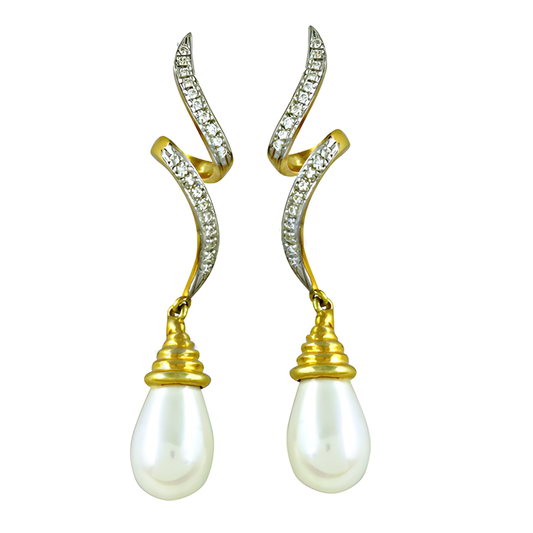 Ready To Wear Cubic Zirconia & Pearl Gold Plated Silver Earrings