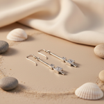 将图像加载到图库查看器中， 925 Sterling Silver Square Cubic Zirconia Drop Earrings for Women
