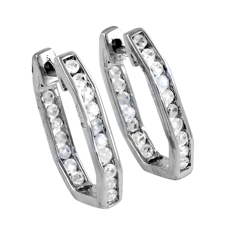 Girl's Fashionable Cz Gemstone Silver Earrings