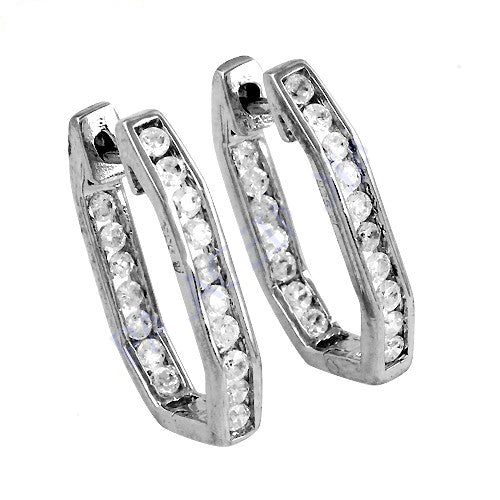 Silver hoop earrings with cubic zirconia | women's jewelry gift