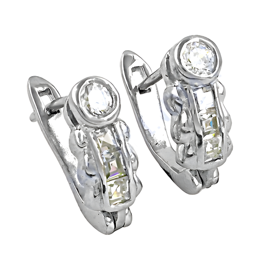 New Arrival Cz Gemstone Silver Earrings