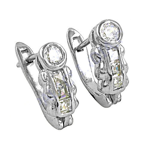 Silver cubic zirconia hoop earrings for women | gift jewelry