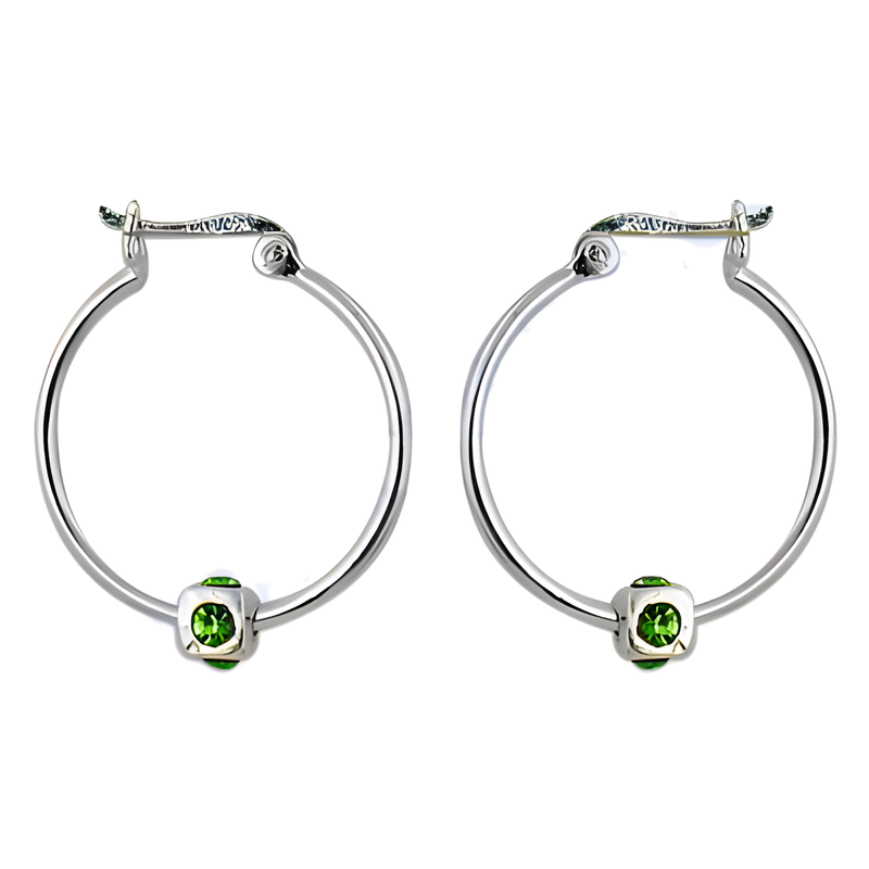 Fashionable Green Cz Gemstone Silver Earrings