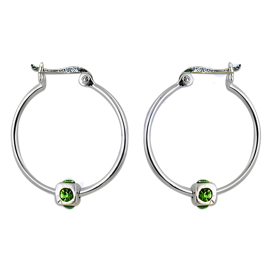 Fashionable Green Cz Gemstone Silver Earrings