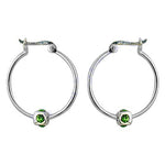 将图像加载到图库查看器中， Silver Hoop Earrings with Green Gemstone | Women's Jewelry
