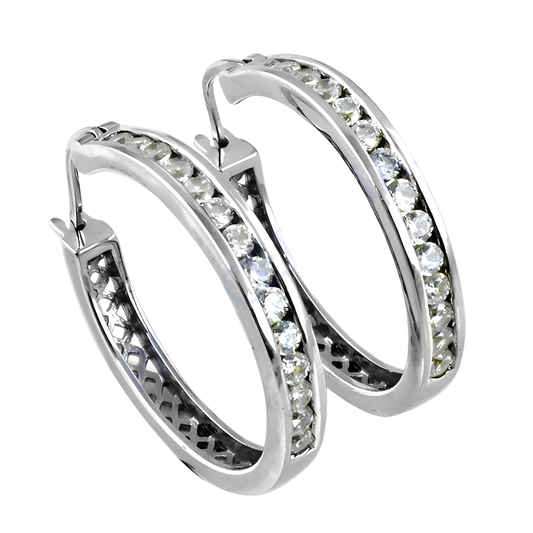 Elegant Fancy Cz Gemstone Silver Earrings